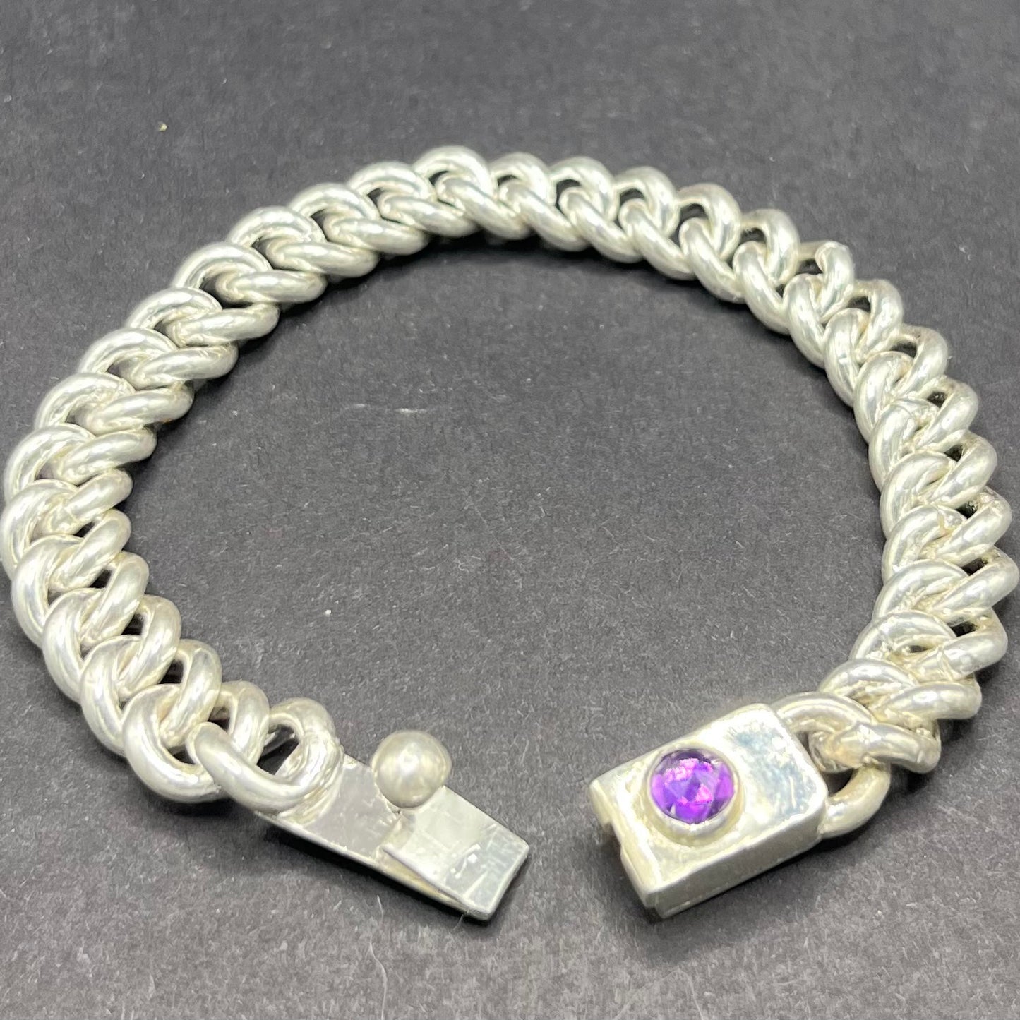 Necklace, Cuban Link with Amethyst