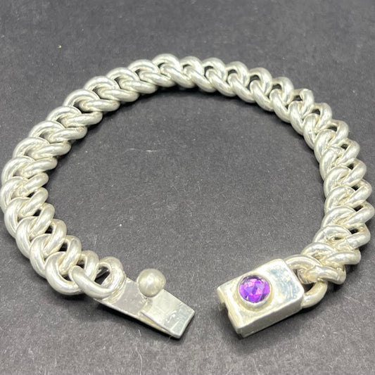 Necklace, Cuban Link with Amethyst