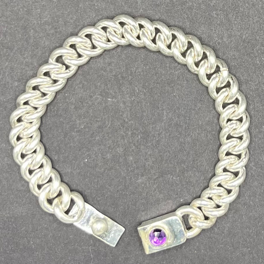Necklace, Cuban Link with Amethyst